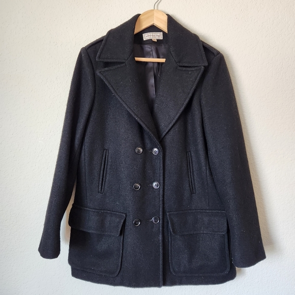 Jones New York Jackets & Blazers - Jones New York Fully Lined Black Wool Pea Coat, Size 14